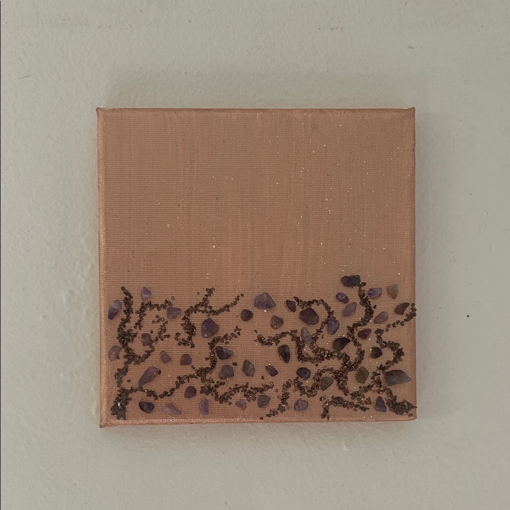 Handmade Rose Gold Canvas with Amethyst Accents